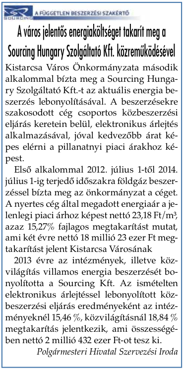Kistarcsai újság cikk 2013 január